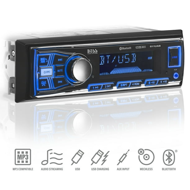 BOSS Audio Systems 611UAB Car Audio Stereo System Single Din