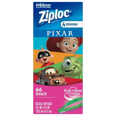 Ziploc Brand Snack Bags featuring Disney and Pixar Designs, 66 ct