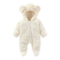 thumbnail image 2 of Xdegoge Fluffy Baby Snowsuit Full Zip Up Thick Fleece Winter Hooded Footed Jumpsuit Outerwear for Infant Boys Girls Outwear Hoodie Romper, 2 of 7