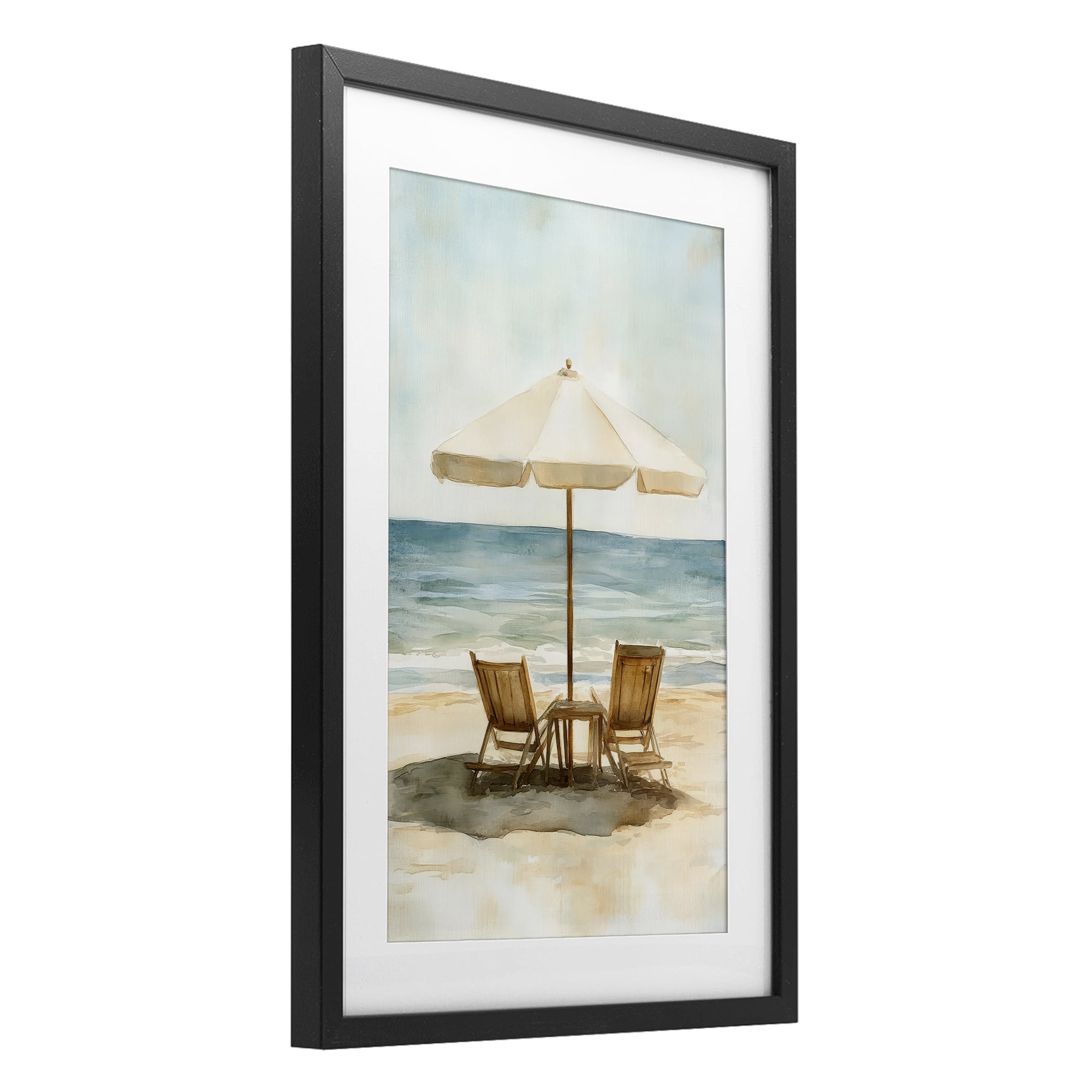 Stupell Industries Watercolor Paradise Seaside Retreat Black Framed Print Under Glass, design by Petal Prints Design