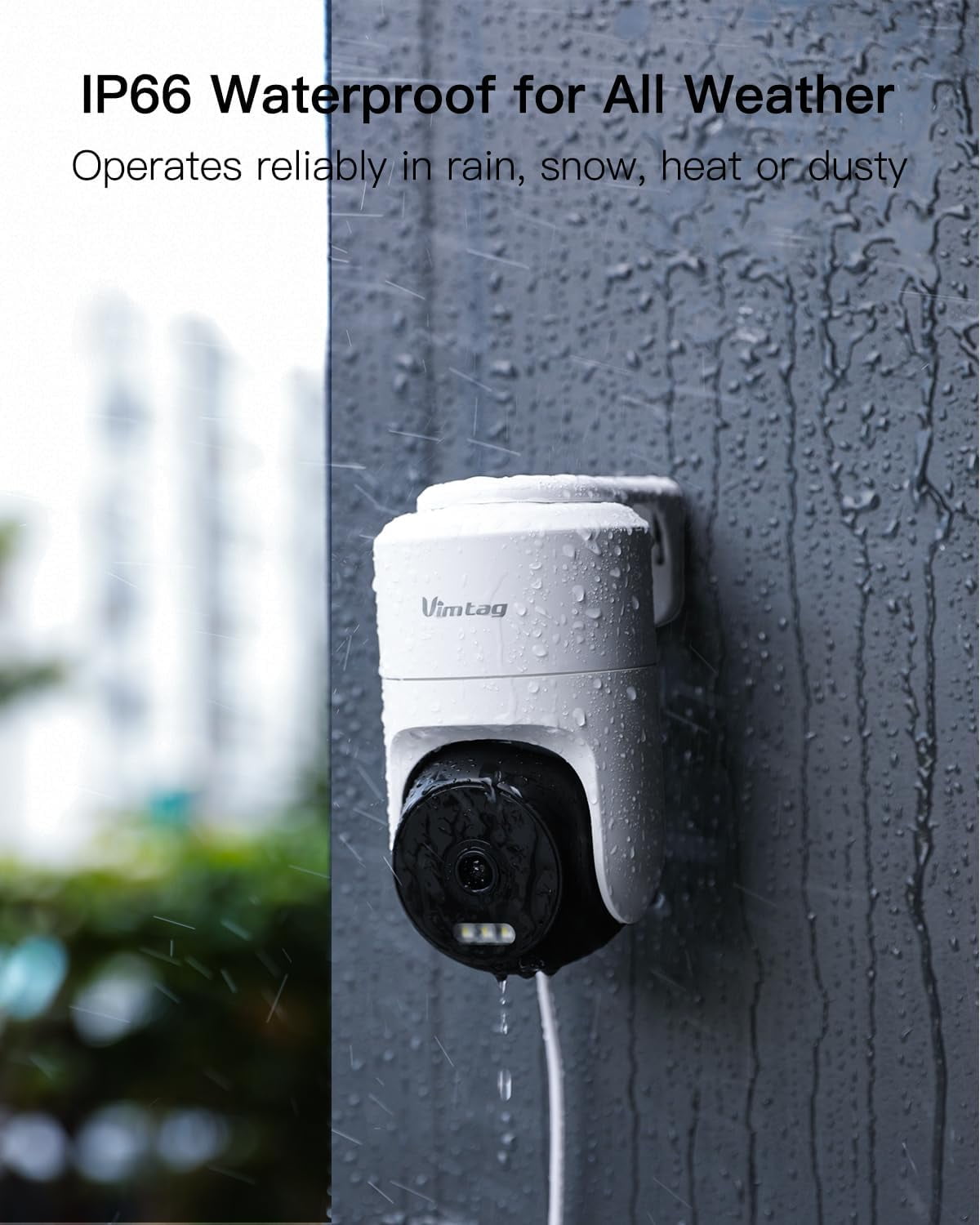 Vimtag 2.5K Security Camera Outdoor, Plug-in 2.4G WiFi Indoor Cameras for Home Security, Color Night Vision, 360° View, Motion Tracking & Alerts, IP66 Waterproof, Works with Alexa, Cloud/SD Storag