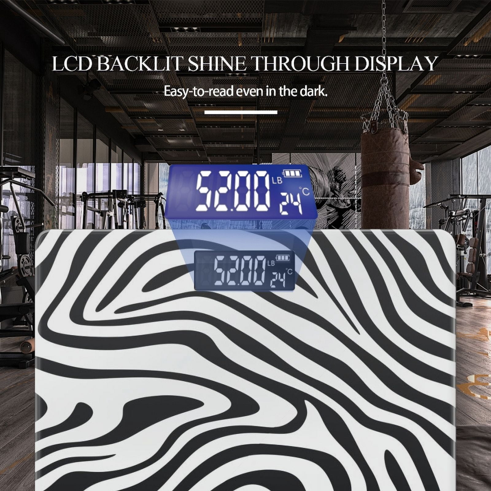 High Precision Body Weight Scale Smart Bathroom Scales with Large LCD Display(400lbs),Decorative for Bedroom-Seamless Pattern Of Zebra Stripes