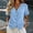 A1 Light Blue, variant on Nooxsoe Womens Cotton Linen Button Down Shirts V Neck Collarless Short Sleeve Full Wooden Button Front Curved Hem Breathable Gauze Blouse for Summer Office Beach Vacation Outfits Black L