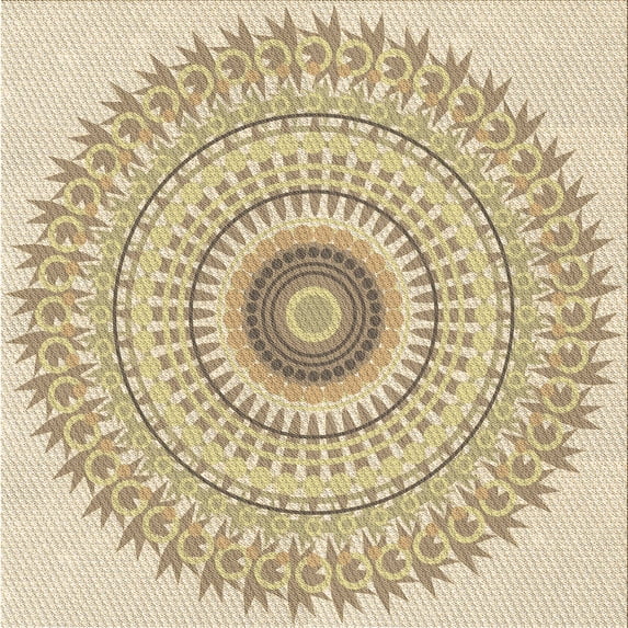 Ahgly Company Machine Washable Indoor Square Transitional Khaki Gold Area Rugs, 4' Square