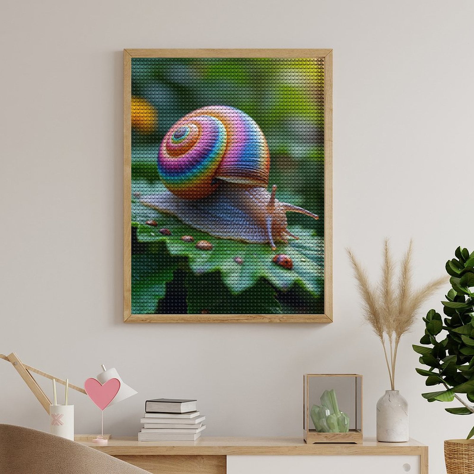 Diamond Art Kits for Adults, Rainbow Snail Leaf Garden Nature 5D Diamond Painting Kits for Adults Beginners, DIY Full Drill Diamond Painting, Gem Art and Crafts 12x16