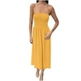 thumbnail image 2 of Women's 2026 Summer Dresses Solid Color Casual Waisted Off The Shoulder Sleevelesses Sundresses — Yellow∣2XL, 2 of 9