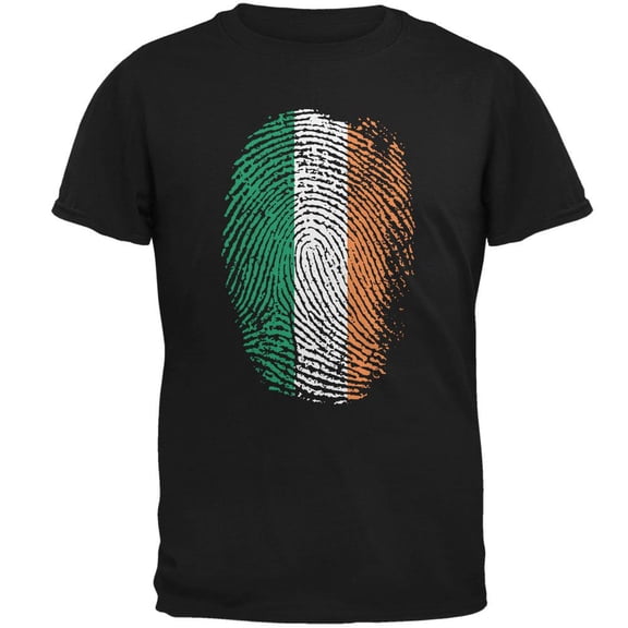 St. Patricks Day Irish Fingerprint Thumbprint Mens Soft T Shirt Black SM