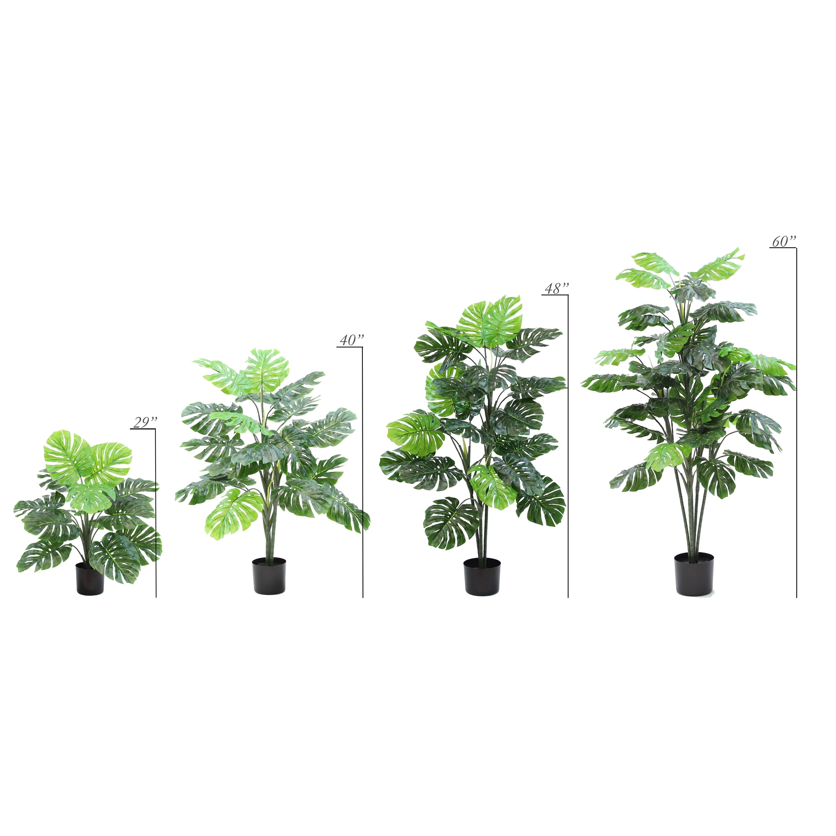 The Mod Greenhouse 50" Artificial Green Monstera Plant in a Black Matte Planter Pot
