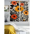 thumbnail image 2 of Orange Yellow Black Botanical Sheer Curtains for Living Room Bedroom Elegant Leaf Tropical Sheer Curtains 63 Inch Long 2 Panels Set Light Filtering Curtain Window Treatments Drapes for Dining Room, 2 of 6