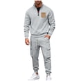 thumbnail image 2 of YueHuiYing Men's Tracksuit 2 Piece Sweatsuit Track Suit Zipper Long Sleeve Tops Jogging Pants Casual Outfits For Men's, 2 of 9
