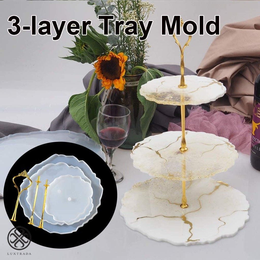 Luxtrada 3 Tier Irregular Fruit Disc Resin Mold, Epoxy Resin Geode Agate  Casting Mold Tray Bracket Tools for DIY Craft Home Decoration with 3Pcs  Brackets 
