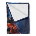 thumbnail image 2 of Queen Soft Flannel Fleece Blanket, Queen of Death Scary Body Art Halloween Evil Face Bizarre Make up Zombie, Cozy Plush for Indoor and Outdoor Use, 70" x 90", Navy Blue Orange Black, by Ambesonne, 2 of 5