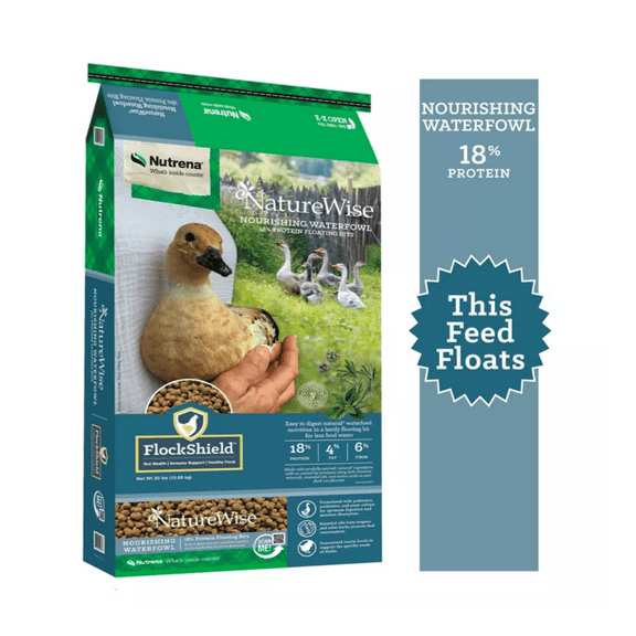 Nutrena NatureWise Nourishing 18% Protein Floating Waterfowl Feed, 30 lb. Bag