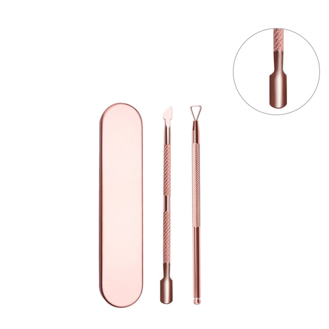 Seitruly Removedor de cutículas, 2 uds., empujador de piel muerta, acero inoxidable de grado quirúrgico, herramientas de manicura para decoración de Juegos de manicura Oro rosa Seitruly CE000136-02