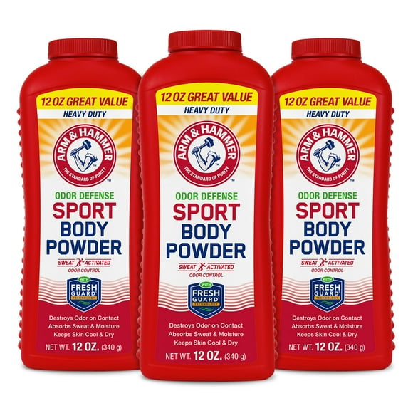 Arm & Hammer Sport Body Powder, Powder for Men and Women, Fresh Feeling, Talc Free, Aluminum Free Odor Defense with Baking Soda (3 Pack)