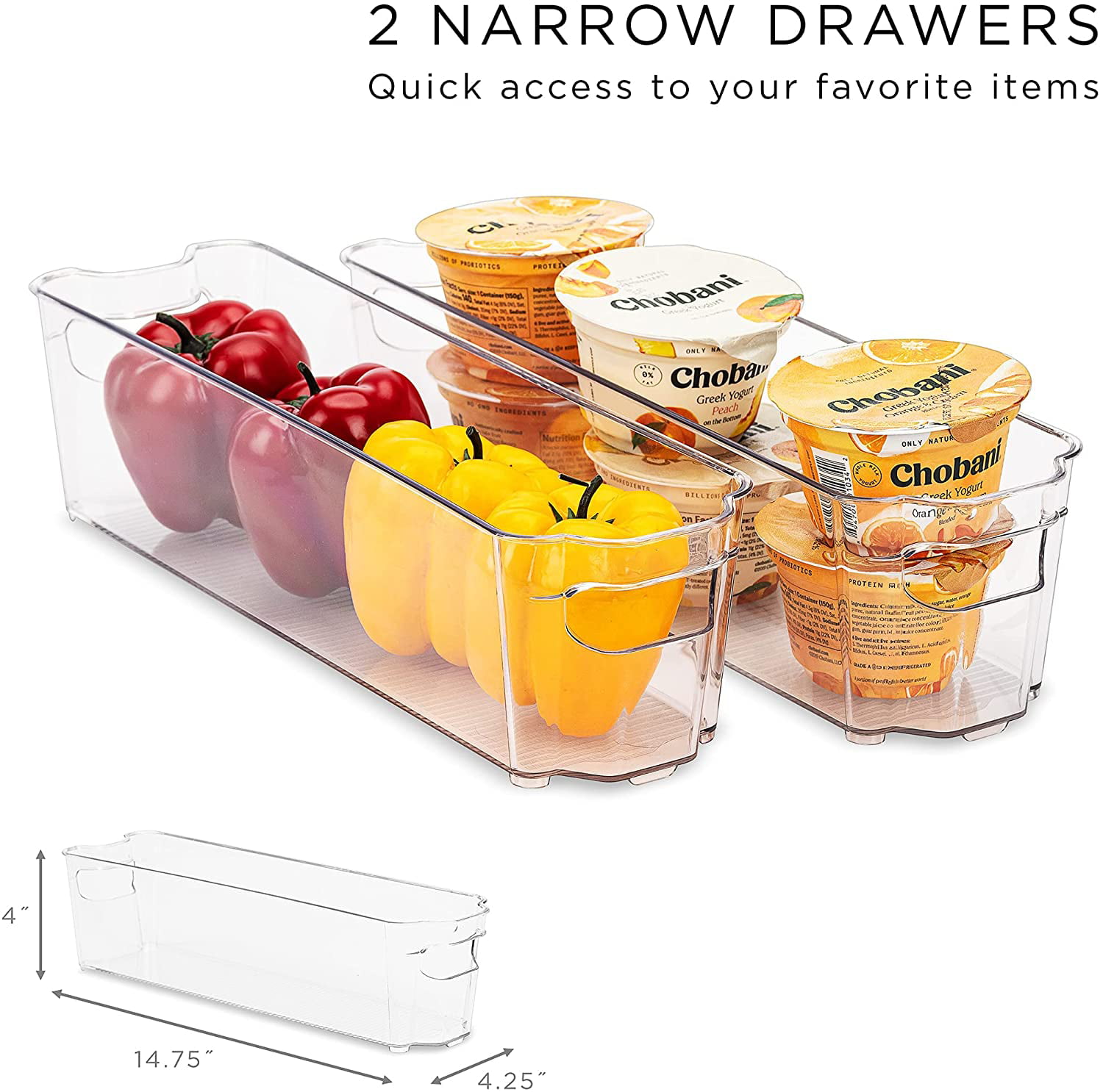 Sorbus Fridge Drawers - Clear Stackable Pull Out Refrigerator Organizer Bins  (2 Pack, Medium)