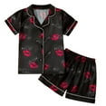 thumbnail image 2 of BOOMNY Toddler Girls 2 Peice Pajamas Sets Graphic Short Sleeve Buttons Sleepwear Tops Shorts Pjs Set for Kids Cozy Loungewear Homewear, 2 of 8