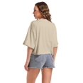 thumbnail image 3 of Women's Oversized Workout Cropped T Shirts Crew Neck Short Sleeve Casual Loose Summer Crop Tee Tops, 3 of 4