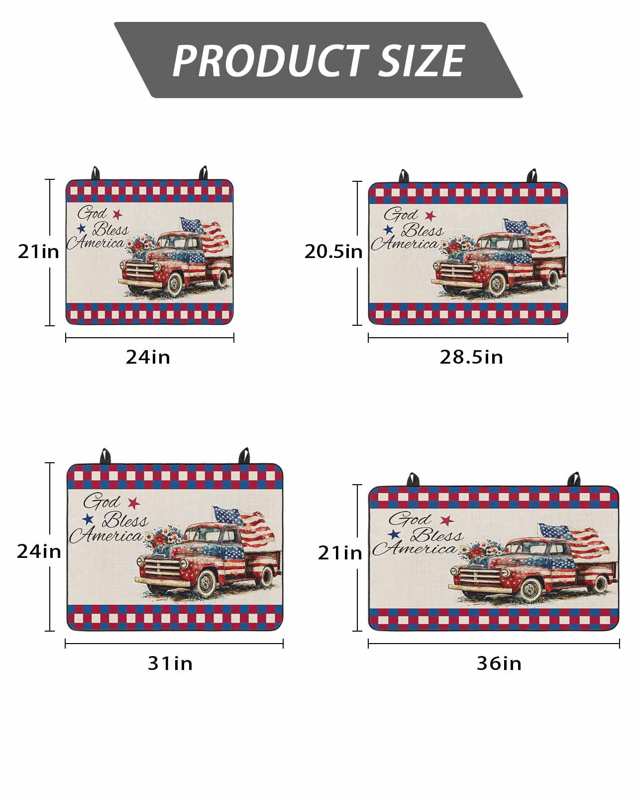 Stove Top Covers for Electric Stove 28.5x20.5 Inches, 4th of July Heat Insulation Fireproof Glass Cooktop Protector, Independence Day Truck Red Blue Rustic Countertop Stovetop Cover for Kitchen