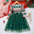 thumbnail image 3 of WIBACKER Little Girls Christmas Tree Tulle Dresses Toddler Kids Long Sleeve Sparkle Tutu Dress XMAS Party Festival Dress 4T, 3 of 10