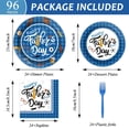 thumbnail image 3 of 96 Pieces Happy Father's Day Party Decorations Fathers Plates And Napkins Tableware Set Blue Celebration Supplies Best Dad Serve 24 Guests, 3 of 3