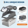 thumbnail image 5 of Stainless Steel Cat Litter Box with Lid, XL Extra Large Covered Metal Litter Box for Big Cats, Removable&Enclosed Design,Non-Stick&Odor-Resistant, Easy Clean, Includes Scoop&Litter Collecting Mat, 5 of 8