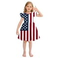 thumbnail image 2 of Jinhomg Toddler Girls Holiday Dresses Cute Star Striped Print Midi Dress Casual Ruffle Flutter Sleeve Party Dresses Patriotic 4Th Of July American Flag Outfits Red 110, 2 of 5