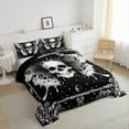 thumbnail image 3 of Homewish Retro Rustic Floral Full Size Comforter Sets,White Black Bedding Comforter Set,Gothic Skeleton Moth Bedding Sets For Adults,Luxury Bedroom Decor Reversible,3 Pieces, 3 of 8