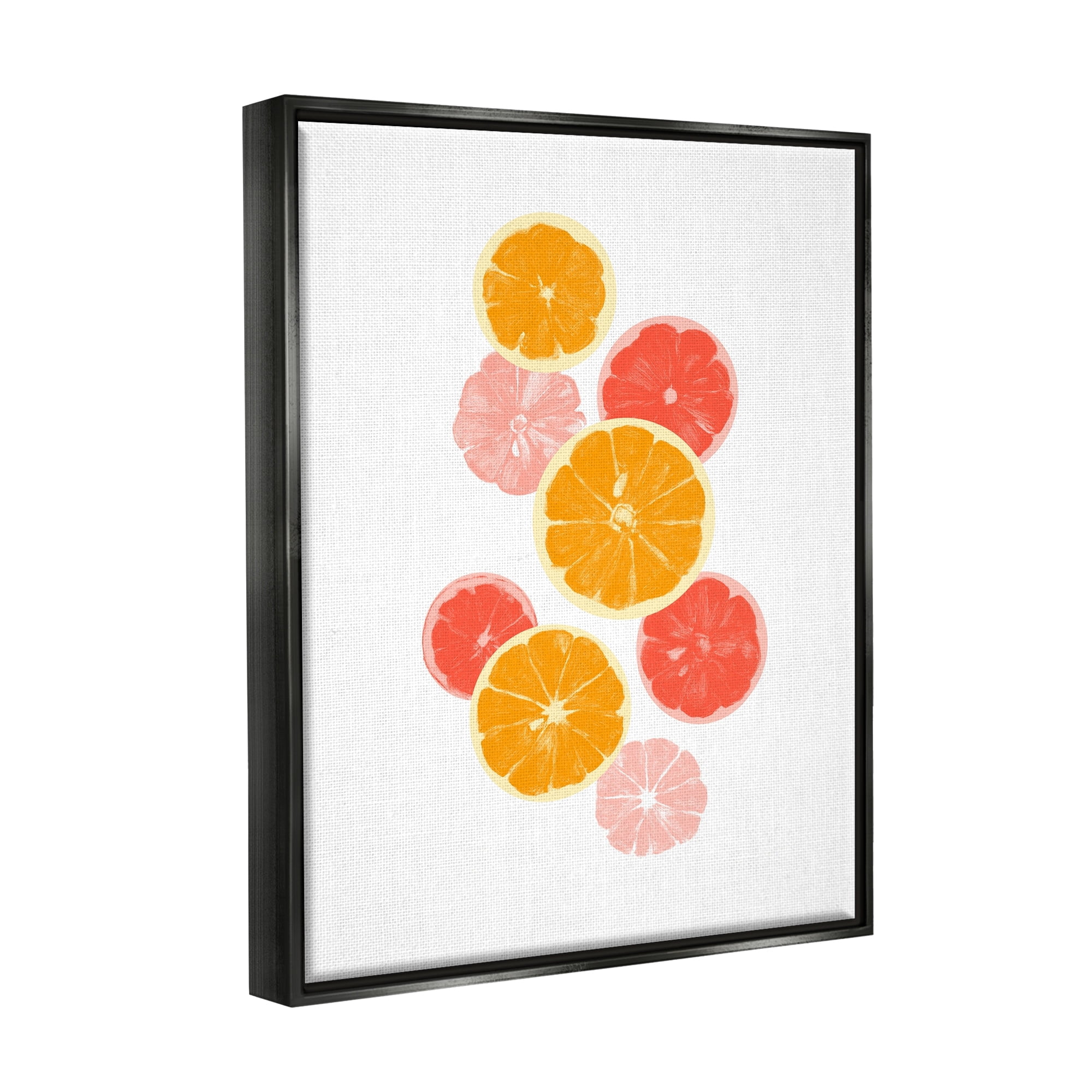 Stupell Industries Mixed Citrus Fruit Slices Casual Summer Kitchen Graphic Art Metallic Gold Floating Framed Canvas Print Wall Art, Design by Emma Caroline