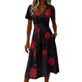 thumbnail image 4 of Halloween Dresses for Women Pumpkin Ghost V Neck Spooky Dresses Short Sleeve Horror Causal Dress, S, 4 of 5