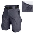 thumbnail image 5 of Zimjoy Gray Cargo Shorts for Men Velcro Tabs Ripstop Knee-Length Shorts Hiking Elastic Back Waist Multi Pocket Waterproof Work Shorts, Gray 4XL, 5 of 9