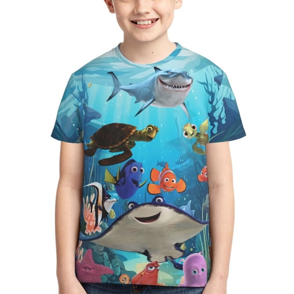Kids 3D Graphic Finding Ne-m T-Shirts, Novelty Shirts Crewneck Short Sleeve Tees for Youth Boys Girls