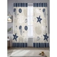 thumbnail image 2 of Navy Blue Coastal Sheer Curtains 108 Inch Length 2 Panels Set for Living Room/Bedroom, Ocean Nautical Starfish Coral Striped Curtain Sheers Drapes Rod Pocket Curtains Window Treatment 52''x108''x2, 2 of 7
