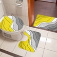 thumbnail image 4 of Yellow Grey Ombre Bath Mat 3 Piece Bathroom Rug Set, Modern Geometric Abstract Aesthetics Cream Non Slip Bath Rug Contour Mat and Toilet Lid Cover, Absorbent Shower Mats Soft Bath Rugs and Mats Sets, 4 of 8
