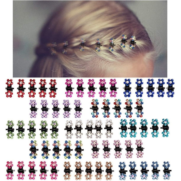 Hair Claw Clips, 65pcs Mini Hair Clips No-Slip Grip Jaw Clips Glitter Teeth  Clips Rhinestone Hair Clips Metal Clamps Mix Colored Flower Hair Accessories  for Women Girls 