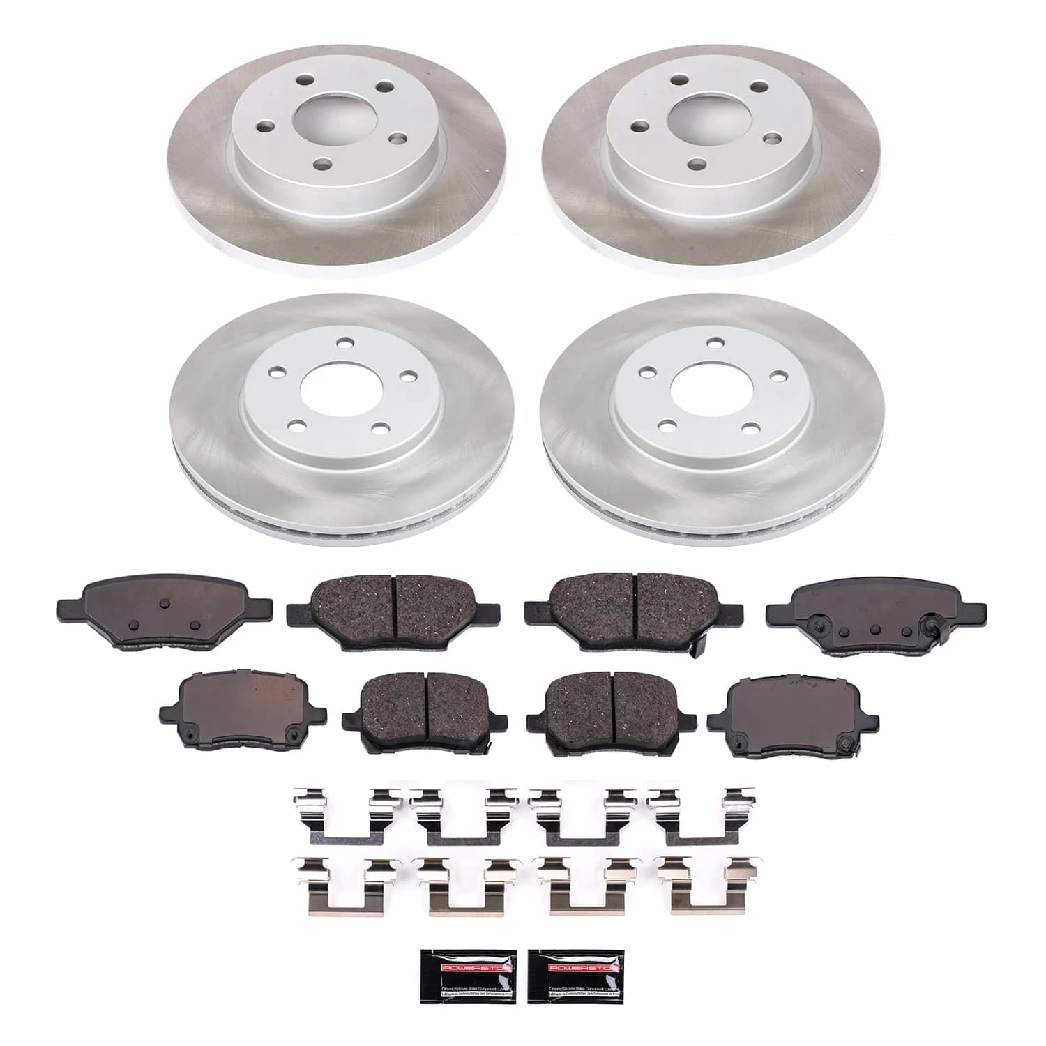 PowerStop Front and Rear Semi-Coated Rotor and Low-Dust Ceramic Brake Pad Kit SC1618