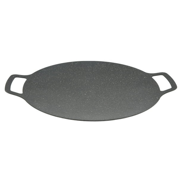 Pan Grill Plate Proof Stick Redondear redonda pediendo Grasiento Placa de Fritura de Barbacoa Portátil Con Doble Manija para Acamp Picnic