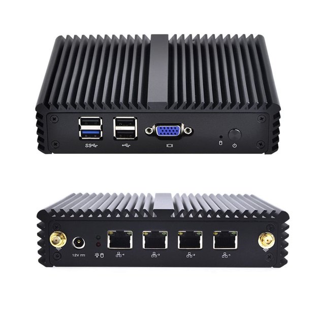 Four LAN Mini PC with 8GB RAM 128GB SSD, VGA, 4 USB Port, celeron j1900 Processor Quad core 2 GHz, Fanless Mini PC Support OPNsense