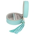 thumbnail image 3 of Travel Jewelry Box Portable Round Artificial Leather Mini Jewelry Storage Case with Zipper for Rings Earrings Necklaces, 3 of 14