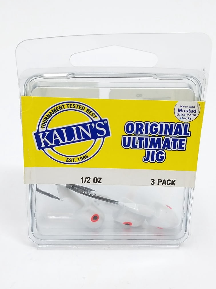 Kalins 1/2 oz. Freshwater Ultimate Fishing Jig, White, Lakes River, 3pk