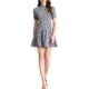 thumbnail image 1 of Vestido de verano elegante de manga corta con flores para mujer, por encima de la rodilla, L, azul polvo, 1 of 7