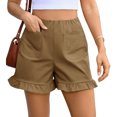 thumbnail image 4 of High Waist Women Straight Leg Ruffle Shorts Dressy Bottom, 4 of 6