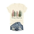 thumbnail image 3 of Ladies Fashion Christmas Print Top - Loose V Neck T Shirt, 3 of 4