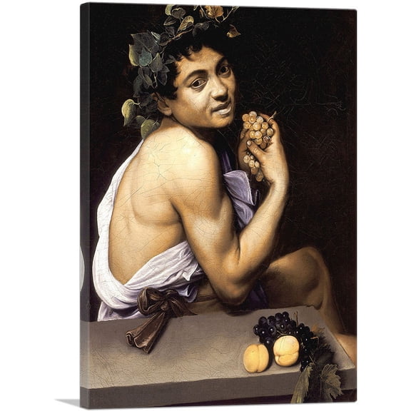 ARTCANVAS Young Sick Bacchus 1593 Canvas Art Print by Caravaggio - Size: 26" x 18" (0.75" Deep)