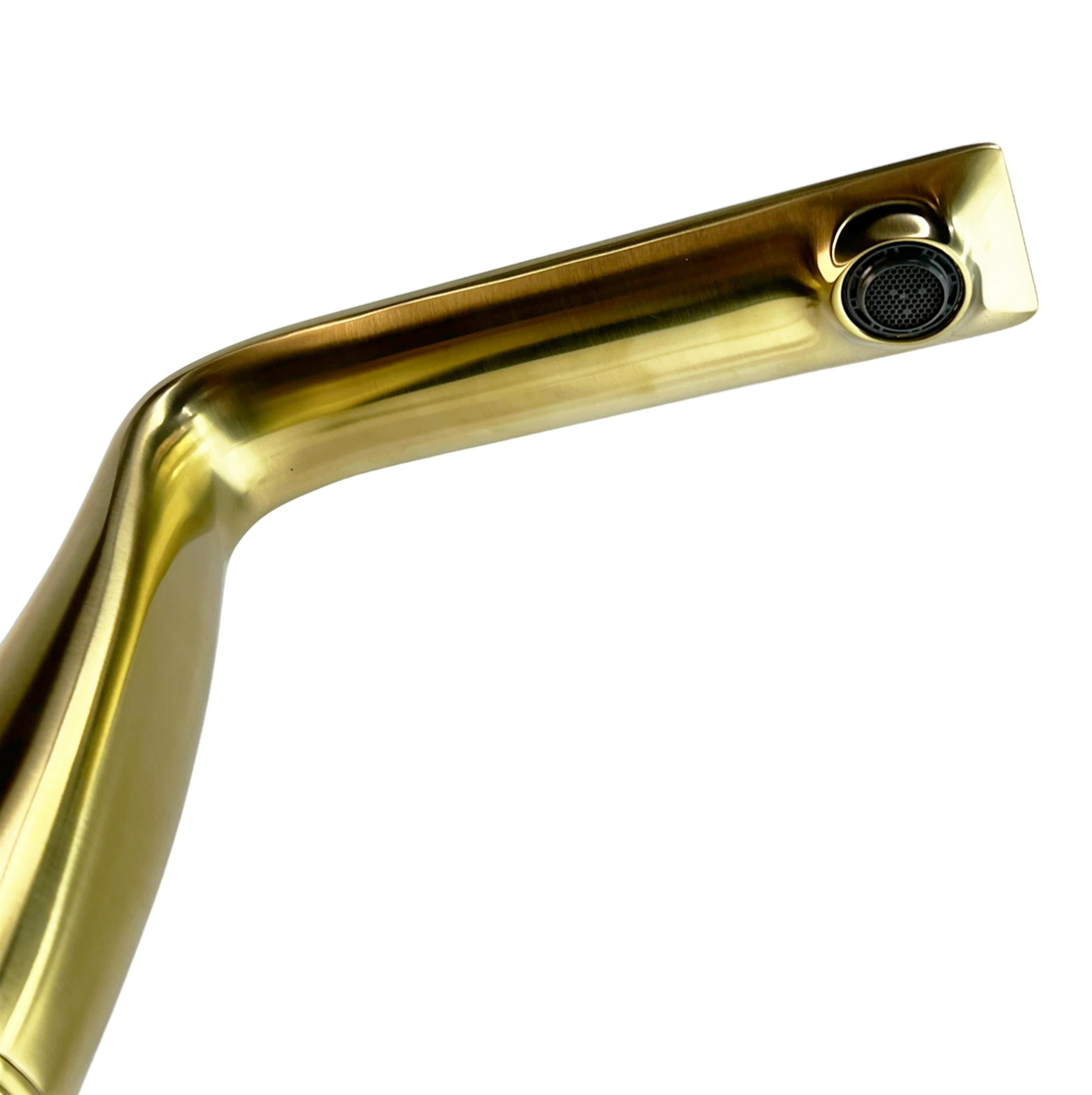 Bergamo Art Gold Brass Bathroom Faucet with Purple Amethyst Handles