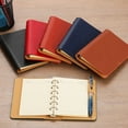 thumbnail image 6 of 6 Ring Binder Cover, 2 Pack A7 Leather Notebook Binder Mini Refillable Loose Leaf Personal Planner with 50 Sheets Line Paper, Green/Brown, 6 of 6