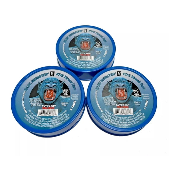 Cinta de teflón Milrose Blue Monster, 1/2 x 1429 pulgadas (paquete de 3)