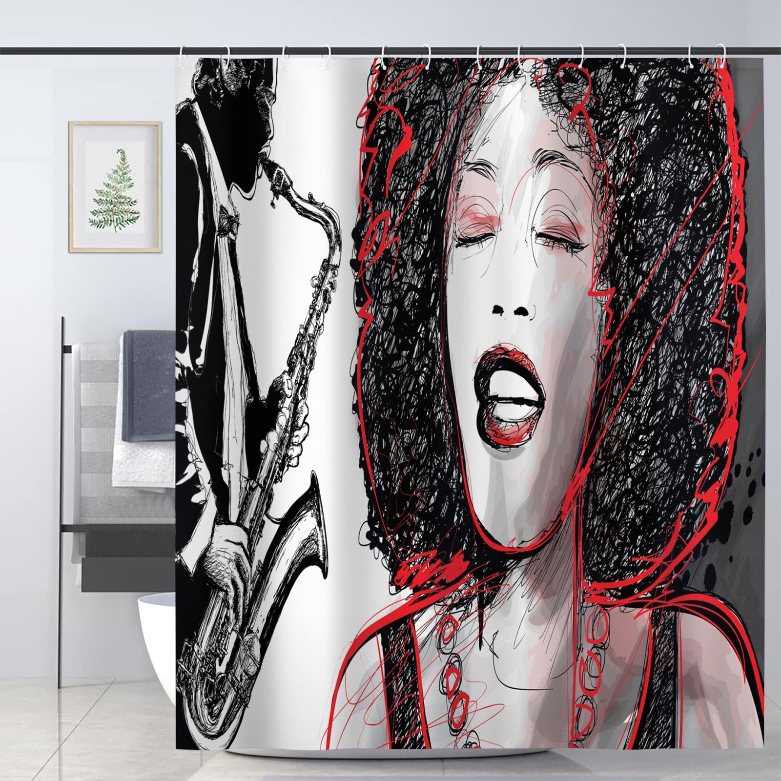 JOOCAR African Shower Curtain for Bathroom Decoration Fabric Shower