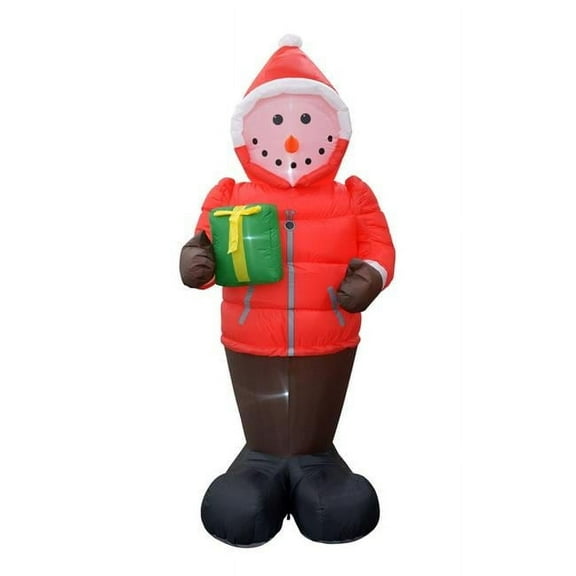 Jeco 8 Feet Inflatable Snowman in A Down Jacket in Multi-Color