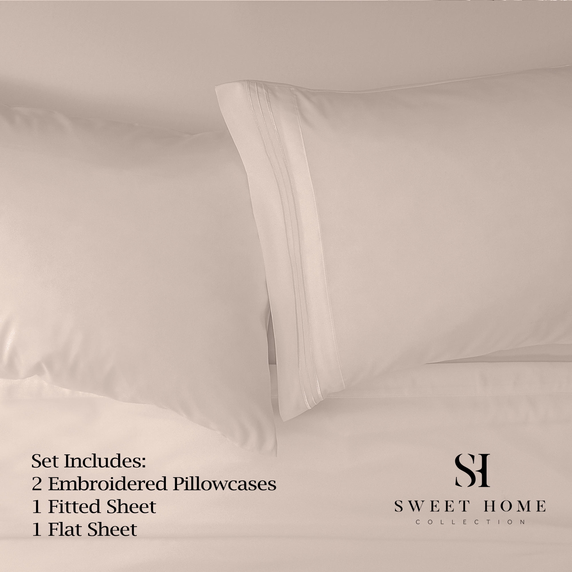 Sweet Home Collection 1500 Series Bed Sheets - Extra Soft Microfiber Deep Pocket Sheet Set - Beige, King